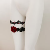 Maxbell 2 Pieces Lace Garters With Red Rose Decor Wedding Bride Costume Accessories - Aladdin Shoppers