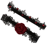 Maxbell 2 Pieces Lace Garters With Red Rose Decor Wedding Bride Costume Accessories - Aladdin Shoppers