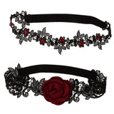 Maxbell 2 Pieces Lace Garters With Red Rose Decor Wedding Bride Costume Accessories - Aladdin Shoppers