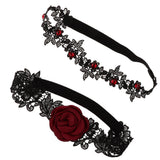 Maxbell 2 Pieces Lace Garters With Red Rose Decor Wedding Bride Costume Accessories - Aladdin Shoppers
