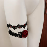 Maxbell 2 Pieces Lace Garters With Red Rose Decor Wedding Bride Costume Accessories - Aladdin Shoppers