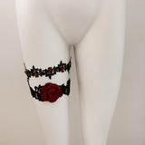 Maxbell 2 Pieces Lace Garters With Red Rose Decor Wedding Bride Costume Accessories - Aladdin Shoppers