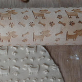 Maxbell Maxbell Wooden Dog Bone Paw Embossed Rolling Pin Baking Tools Kids Party Favors