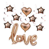 Maxbell 15pcs Love Heart Star Foil Balloons With Hanging Spiral Wedding Decor - Aladdin Shoppers