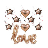 Maxbell 15pcs Love Heart Star Foil Balloons With Hanging Spiral Wedding Decor - Aladdin Shoppers