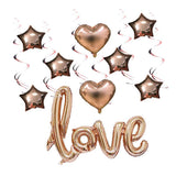 Maxbell 15pcs Love Heart Star Foil Balloons With Hanging Spiral Wedding Decor - Aladdin Shoppers
