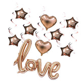 Maxbell 15pcs Love Heart Star Foil Balloons With Hanging Spiral Wedding Decor - Aladdin Shoppers