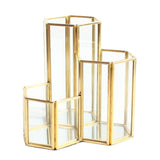 Maxbell Modern Hexagon Brass Glass Geometric Terrarium Succulent Planter Pen Stationery Box Wedding Favor - Aladdin Shoppers