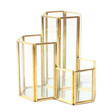 Maxbell Modern Hexagon Brass Glass Geometric Terrarium Succulent Planter Pen Stationery Box Wedding Favor - Aladdin Shoppers