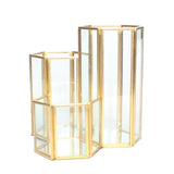 Maxbell Modern Hexagon Brass Glass Geometric Terrarium Succulent Planter Pen Stationery Box Wedding Favor - Aladdin Shoppers