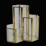 Maxbell Modern Hexagon Brass Glass Geometric Terrarium Succulent Planter Pen Stationery Box Wedding Favor - Aladdin Shoppers