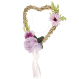 Maxbell Shabby Chic Rattan Heart Artificial Silk Flower Wreath Garland Decor for Door Wall Window Mirror 12 Inch - Aladdin Shoppers
