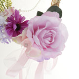 Maxbell Shabby Chic Rattan Heart Artificial Silk Flower Wreath Garland Decor for Door Wall Window Mirror 12 Inch - Aladdin Shoppers