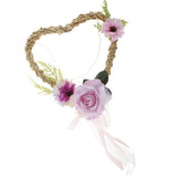 Maxbell Shabby Chic Rattan Heart Artificial Silk Flower Wreath Garland Decor for Door Wall Window Mirror 12 Inch - Aladdin Shoppers