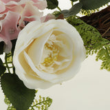 Maxbell Vintage Round Rattan Silk Rose Hydrangea Flower Wreath Ring 12 Inch - Aladdin Shoppers