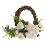 Maxbell Vintage Round Rattan Silk Rose Hydrangea Flower Wreath Ring 12 Inch - Aladdin Shoppers