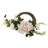 Maxbell Vintage Round Rattan Silk Rose Hydrangea Flower Wreath Ring 12 Inch - Aladdin Shoppers