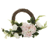 Maxbell Vintage Round Rattan Silk Rose Hydrangea Flower Wreath Ring 12 Inch - Aladdin Shoppers