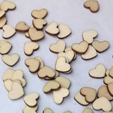 Maxbell 100 Unfinished Wooden Heart Shaped Slices Discs DIY Craft Pieces for Wedding Party Embellishment - Aladdin Shoppers