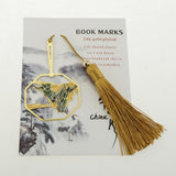 Maxbell Classical Metal Bead Bookmark with Handmade Silky Tassel - Mountain Carved - Aladdin Shoppers