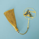 Maxbell Classical Metal Bead Bookmark with Handmade Silky Tassel - Mountain Carved - Aladdin Shoppers