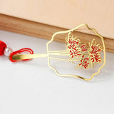 Maxbell Antique Gold Carved Chrysanthemum Bookmark with Tassel Book Lovers Gift - Aladdin Shoppers