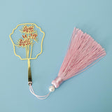 Maxbell Antique Gold Carved Chrysanthemum Bookmark with Tassel Book Lovers Gift - Aladdin Shoppers