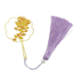 Maxbell Antique Gold Carved Apricot Leaf Bookmark with Tassel Book Lovers Gift - Aladdin Shoppers