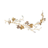 Golden Bridal Wedding Flower Crystal Rhinestone Headband Headpiece Accessory - Aladdin Shoppers