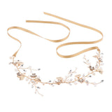 Golden Bridal Wedding Flower Crystal Rhinestone Headband Headpiece Accessory - Aladdin Shoppers