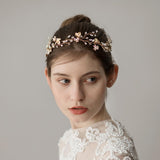 Golden Bridal Wedding Flower Crystal Rhinestone Headband Headpiece Accessory - Aladdin Shoppers