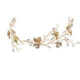 Golden Bridal Wedding Flower Crystal Rhinestone Headband Headpiece Accessory - Aladdin Shoppers