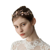 Golden Bridal Wedding Flower Crystal Rhinestone Headband Headpiece Accessory - Aladdin Shoppers