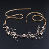 Golden Bridal Wedding Flower Crystal Rhinestone Headband Headpiece Accessory - Aladdin Shoppers