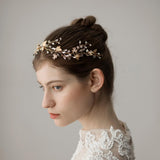 Golden Bridal Wedding Flower Crystal Rhinestone Headband Headpiece Accessory - Aladdin Shoppers