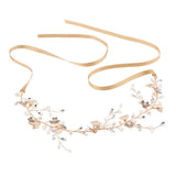 Golden Bridal Wedding Flower Crystal Rhinestone Headband Headpiece Accessory - Aladdin Shoppers