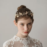 Golden Bridal Wedding Flower Crystal Rhinestone Headband Headpiece Accessory - Aladdin Shoppers