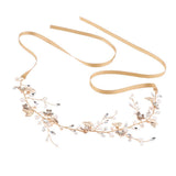 Golden Bridal Wedding Flower Crystal Rhinestone Headband Headpiece Accessory - Aladdin Shoppers