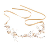 Golden Bridal Wedding Flower Crystal Rhinestone Headband Headpiece Accessory - Aladdin Shoppers