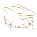 Golden Bridal Wedding Flower Crystal Rhinestone Headband Headpiece Accessory - Aladdin Shoppers