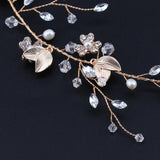 Golden Bridal Wedding Flower Crystal Rhinestone Headband Headpiece Accessory - Aladdin Shoppers