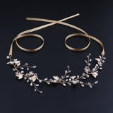 Golden Bridal Wedding Flower Crystal Rhinestone Headband Headpiece Accessory - Aladdin Shoppers
