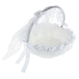 Wedding Flower Girl Basket Embellished With Tulle Lace Flower Rhinestone Pearls Ribbon Bow Decor White - Aladdin Shoppers