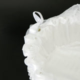 Wedding Flower Girl Basket Embellished With Tulle Lace Flower Rhinestone Pearls Ribbon Bow Decor White - Aladdin Shoppers