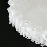 Wedding Flower Girl Basket Embellished With Tulle Lace Flower Rhinestone Pearls Ribbon Bow Decor White - Aladdin Shoppers