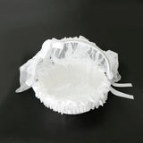 Wedding Flower Girl Basket Embellished With Tulle Lace Flower Rhinestone Pearls Ribbon Bow Decor White - Aladdin Shoppers