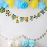 Maxbell Cartoon Animal Palm Tree Leaves Paper Banner Birthday Party Kids Room Decors