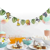 Maxbell Cartoon Animal Palm Tree Leaves Paper Banner Birthday Party Kids Room Decors