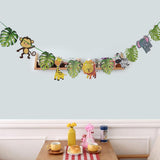 Maxbell Cartoon Animal Palm Tree Leaves Paper Banner Birthday Party Kids Room Decors