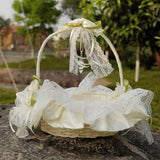 Flower Girl Basket Wedding Collection, Med/Large, Lace Deoration